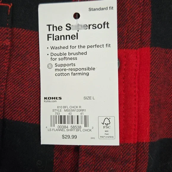 Sonoma Supersoft Flannel Button Down Shirt, Large, NWT - Picture 2 of 3